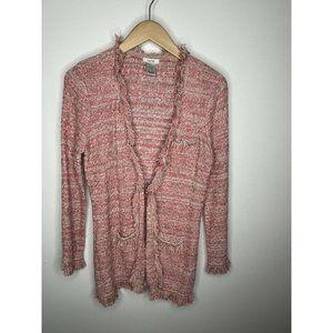 Cache Womens Pink Knit Open Front Fringe Cardigan… - image 1